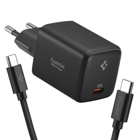 SPIGEN EE451EU ESSENTIAL 1-PORT NETZTEIL 45W + TYPE-C KABEL SCHWARZ