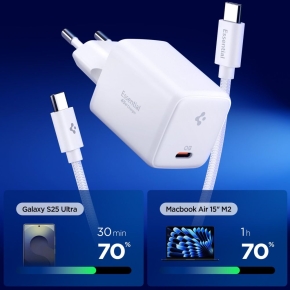 SPIGEN EE451EU ESSENTIAL 1-PORT NETZTEIL 45W + TYPE-C KABEL WEISS