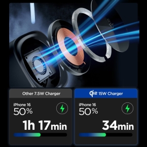 SPIGEN EF223MS ESSENTIAL 3IN1 ROTARY MAGNETIC MAGSAFE WIRELESS CHARGER 15W QI2 BLACK