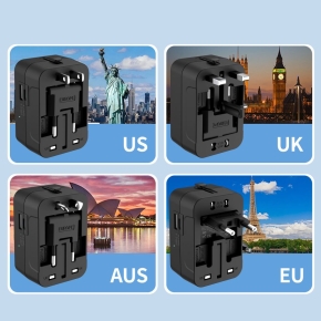 TECH-PROTECT TA300 TRAVEL ADAPTER EU  UK  US  AU BLACK