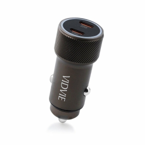 Car charger VIDVIE CC543 30W 2xType-C+ Type-C/Type-C cable gray