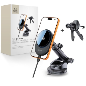 TECH-PROTECT V21 MAGNETIC MAGSAFE DASHBOARD & VENT CAR MOUNT WIRELESS CHARGER 25W QI2.2 BLACK