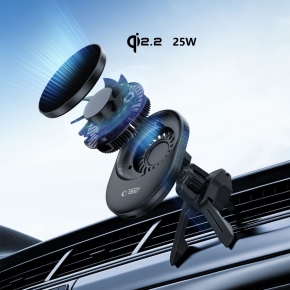 TECH-PROTECT V21 MAGNETIC MAGSAFE DASHBOARD & VENT CAR MOUNT WIRELESS CHARGER 25W QI2.2 BLACK