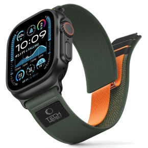 TECH-PROTECT NYLON ELITE APPLE WATCH 8  9  10  11  SE  ULTRA (44  45  46  49 MM) GREENORANGE