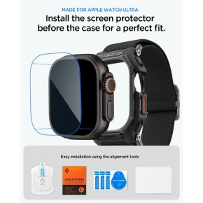 SPIGEN LITE FIT PRO & TEMPERED GLASS APPLE WATCH ULTRA 1  2  3 (49 MM) MATTE BLACK