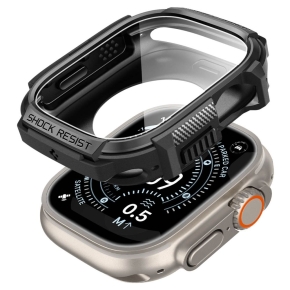 SPIGEN RUGGED ARMOR & TEMPERED GLASS APPLE WATCH ULTRA 1  2  3 (49 MM) MATTE BLACK