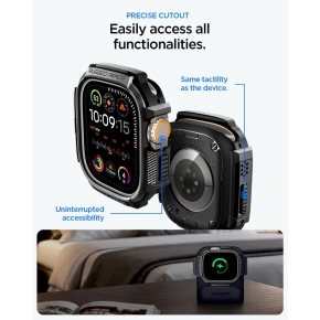 SPIGEN RUGGED ARMOR & TEMPERED GLASS APPLE WATCH ULTRA 1  2  3 (49 MM) MATTE BLACK