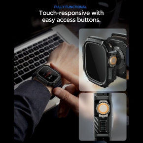SPIGEN RUGGED ARMOR & TEMPERED GLASS APPLE WATCH ULTRA 1  2  3 (49 MM) MATTE BLACK