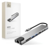 TECH-PROTECT HB09 HUB ADAPTER 8IN1 TYPE-C + USB-A3.0 + USB-C3.0 + HDMI 4K 60HZ + SDTF + PD100W + RJ45 1000MBS SPACE GREY