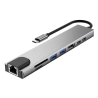 TECH-PROTECT HB09 HUB ADAPTER 8IN1 TYPE-C + USB-A3.0 + USB-C3.0 + HDMI 4K 60HZ + SDTF + PD100W + RJ45 1000MBS SPACE GREY