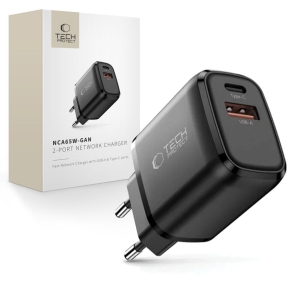 TECH-PROTECT NCA65W-GAN 2-PORT NETWORK CHARGER PD 65W  QC3.0 BLACK