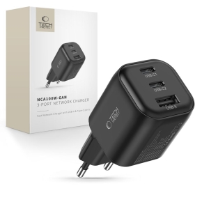 TECH-PROTECT NCA100W-GAN-AVS 3-PORT NETWORK CHARGER PD 3.2 100W  QC3.0 BLACK