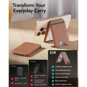 ESR CLASSIC RFID MAGNETIC WALLET STAND MAGSAFE BROWN