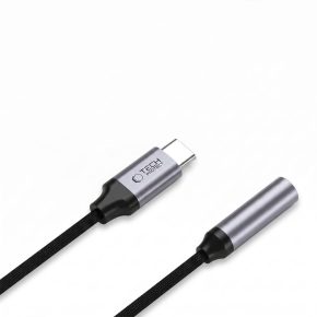 TECH-PROTECT ULTRABOOST ADAPTER USB-C TO MINI JACK 3.5MM DAC IRON GREY