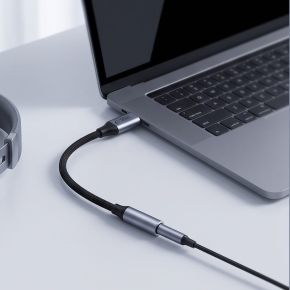 TECH-PROTECT ULTRABOOST ADAPTER USB-C TO MINI JACK 3.5MM DAC IRON GREY