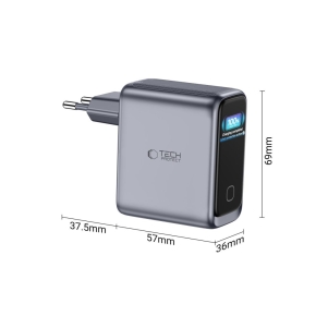 TECH-PROTECT POWERVISION NC100W-GAN 3-PORT NETWORK CHARGER PD 100W  QC3.0 DARK GREY