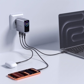 TECH-PROTECT POWERVISION NC100W-GAN 3-PORT NETWORK CHARGER PD 100W  QC3.0 DARK GREY