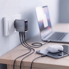 TECH-PROTECT POWERVISION NC100W-GAN 3-PORT NETWORK CHARGER PD 100W  QC3.0 DARK GREY