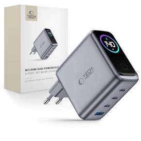 TECH-PROTECT POWERVISION NC140W-GAN 4-PORT NETWORK CHARGER PD 140W  QC3.0 DARK GREY