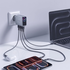 TECH-PROTECT POWERVISION NC140W-GAN 4-PORT NETWORK CHARGER PD 140W  QC3.0 DARK GREY