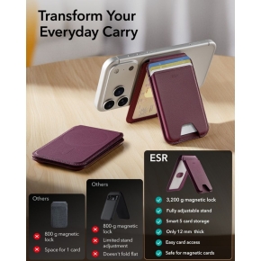 ESR CLASSIC RFID MAGNETIC WALLET STAND MAGSAFE DEEP BURGUNDY