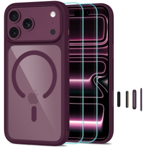 TECH-PROTECT MAGONE MAGSAFE CC + GLASS 2-PACK IPHONE 17 PRO  18 PRO DARK CHERRYCLEAR