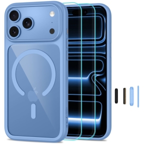 TECH-PROTECT MAGONE MAGSAFE CC + GLASS 2-PACK IPHONE 17 PRO  18 PRO LIGHT BLUECLEAR