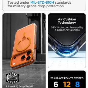 SPIGEN ULTRA HYBRID OPTIK S MAGSAFE IPHONE 17 PRO MAX  18 PRO MAX CLEARORANGE