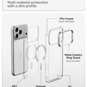 SPIGEN ULTRA HYBRID OPTIK S MAGSAFE IPHONE 17 PRO  18 PRO CLEARSILVER