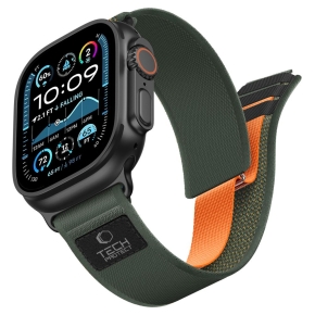TECH-PROTECT NYLON ELITE APPLE WATCH 8  9  10  11  12  SE  ULTRA (44  45  46  49 MM) GREENORANGE