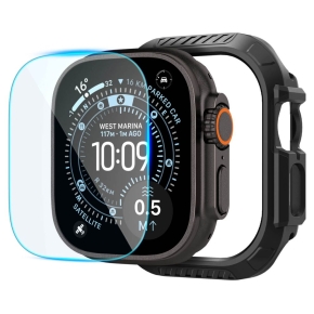 SPIGEN LOCK FIT & TEMPERED GLASS APPLE WATCH ULTRA 1 2 3 4 (49 MM) MATTE BLACK