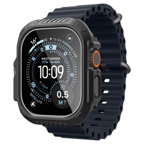 SPIGEN LOCK FIT & TEMPERED GLASS APPLE WATCH ULTRA 1  2 3  4 (49 MM) MATTE BLACK