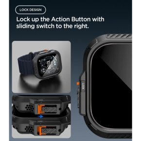 SPIGEN LOCK FIT & TEMPERED GLASS APPLE WATCH ULTRA 1  2 3  4 (49 MM) MATTE BLACK