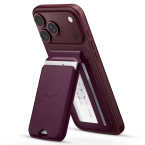 TECH-PROTECT MAGWALLET STAND MAGSAFE UNIVERSAL RFID MAGNETIC CARD HOLDER BURGUNDY