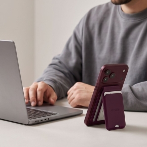 TECH-PROTECT MAGWALLET STAND MAGSAFE UNIVERSAL RFID MAGNETIC CARD HOLDER BURGUNDY