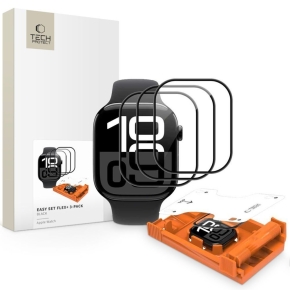 SZKŁO HYBRYDOWE TECH-PROTECT EASY SET FLEX+ 3-PACK APPLE WATCH 12 (46 MM) BLACK